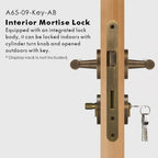 Slim Plain Solid Brass Door Lever Set, US Standard