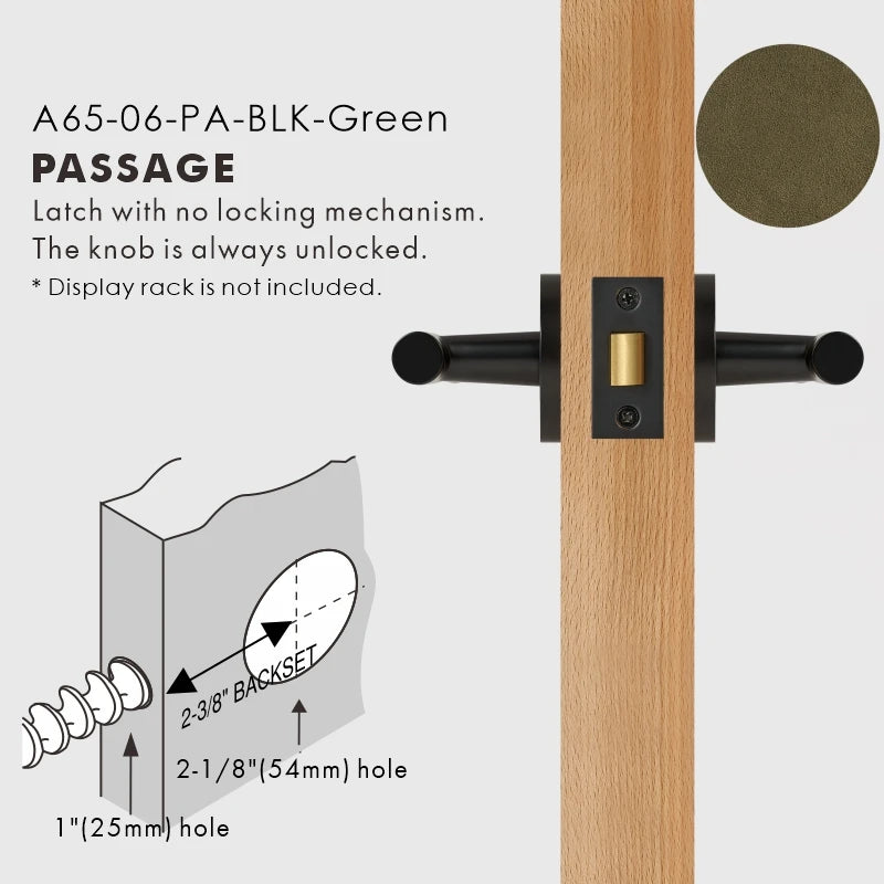 Leather Wrapped Solid Brass Door Lever Set, US Standard
