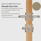 Leather Wrapped Solid Brass Door Lever Set, US Standard