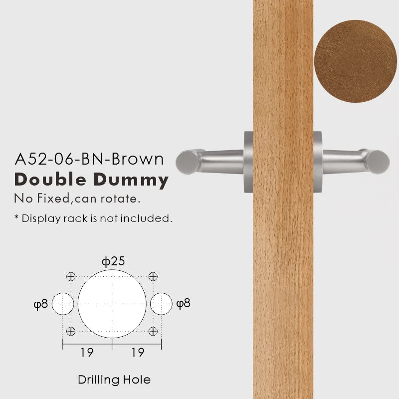 Leather Wrapped Solid Brass Door Lever Set, European Mortise