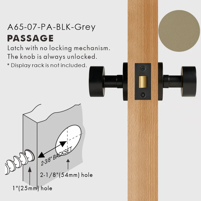 Round Solid Brass Door Knob Set, US Standard