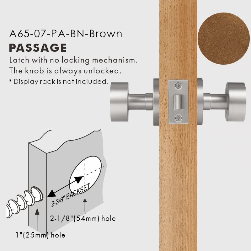 Round Solid Brass Door Knob Set, US Standard