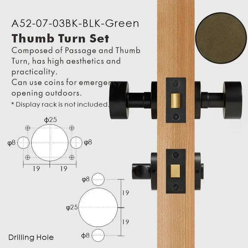 Round Solid Brass Door Knob Set, European Mortise