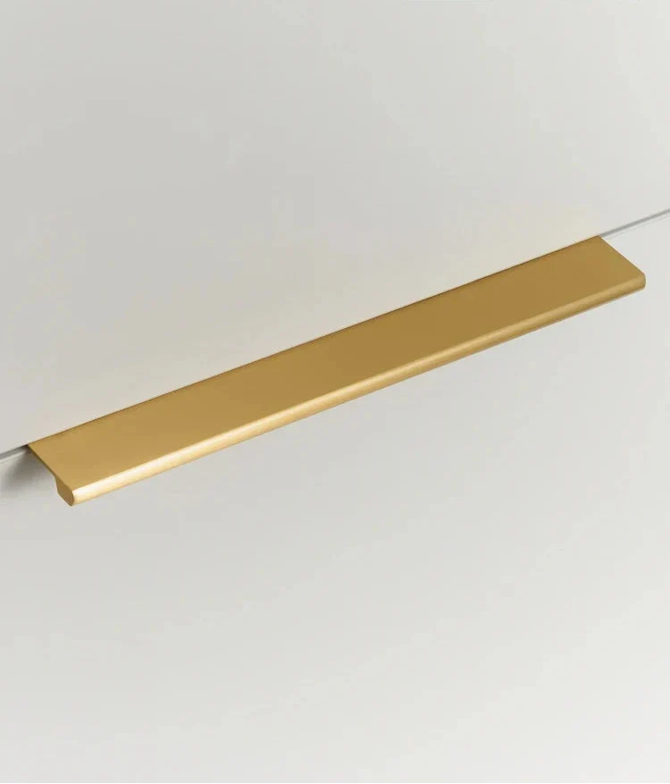 Solid Brass Edge Pull Handle – Brushed Brass Cabinet & Drawer Pull