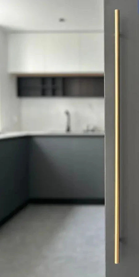 Solid Brass T-Bar Cabinet Handle – Long Round Rod Drawer & Door Pull