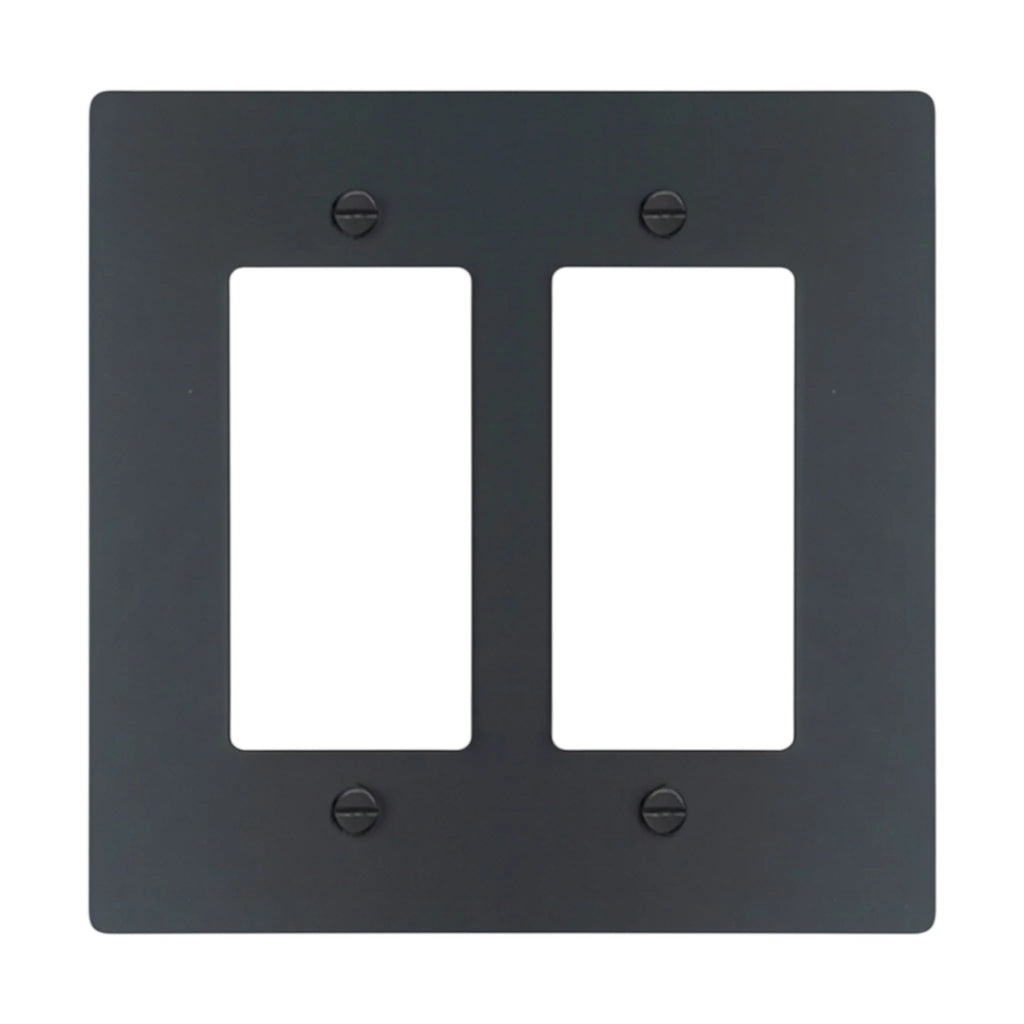 2-gang Decora wall plate in Matte Black finish (coated brass)