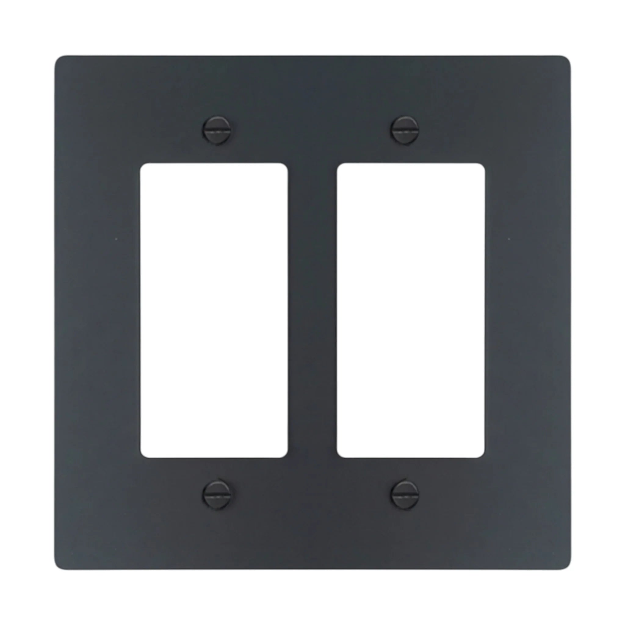 2-gang Decora wall plate in Matte Black finish (coated brass)