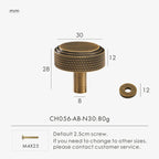 Measurement chart of a diamond cut knob with dimensions and weight on a white background.