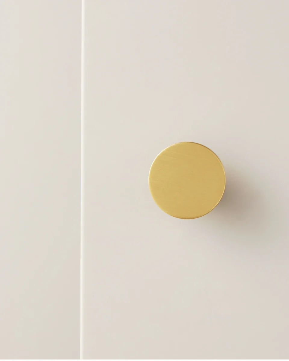 Solid Brass Round Cabinet Knob & Wall Hook – Minimalist Circular Design