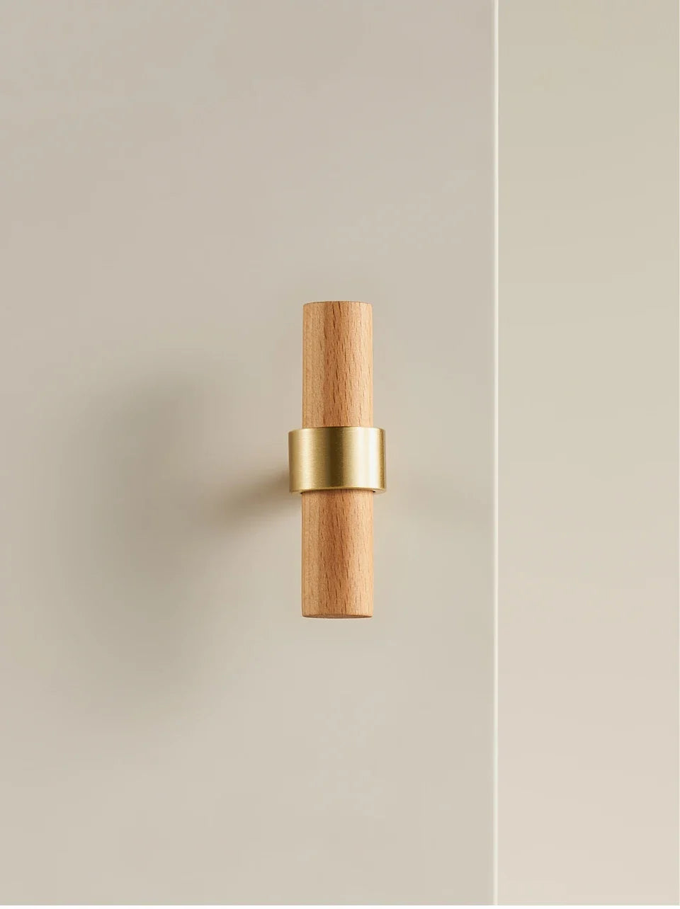 Brass & Wood Handle – Scandinavian T-Bar Pull in Walnut or Beech