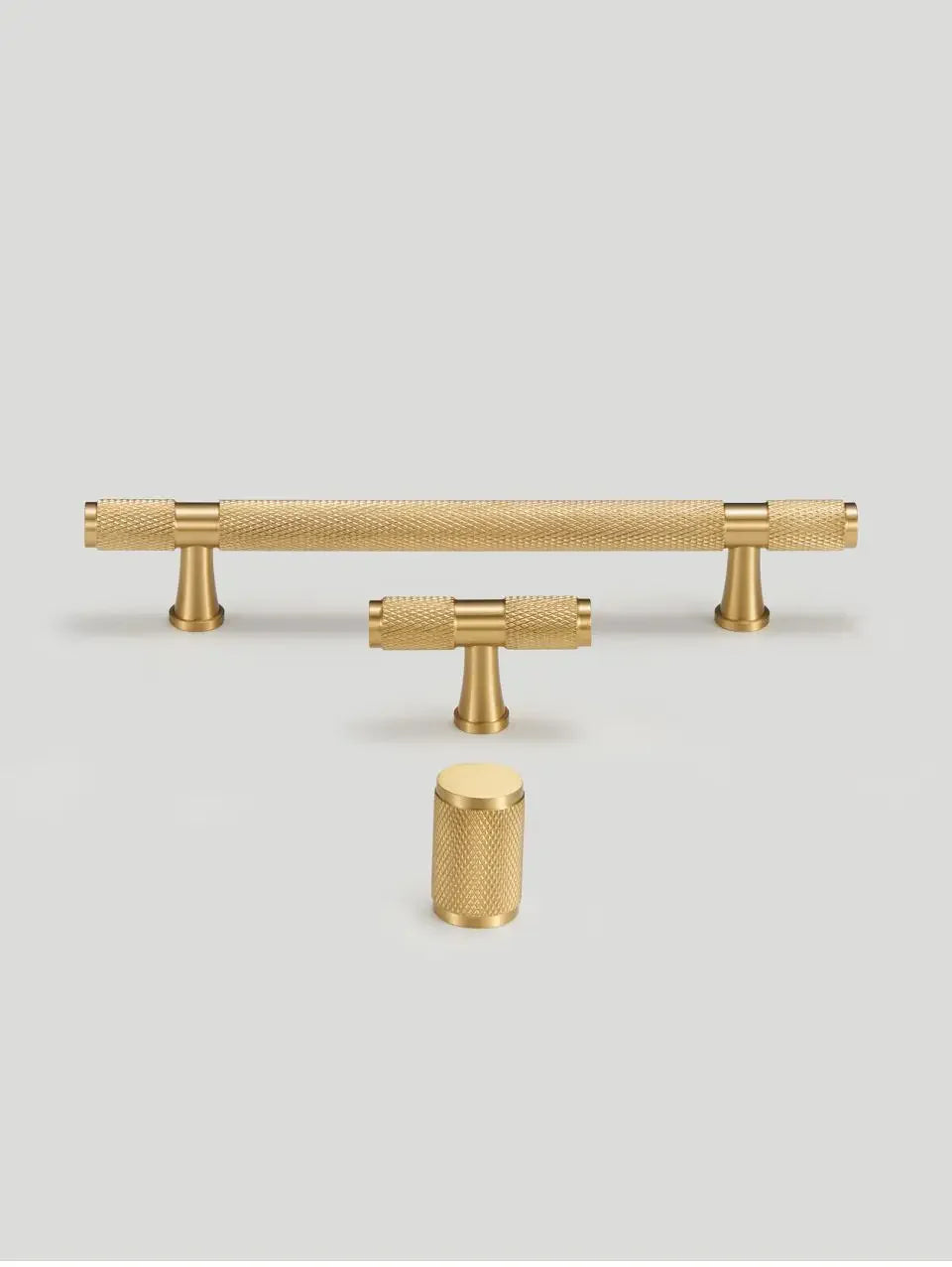 Brass Cross Knurled Handle – Diamond-Cut T-Bar Cabinet & Drawer Pull