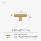 Solid Brass Linear Handle – Long T-Bar Cabinet & Drawer Pull