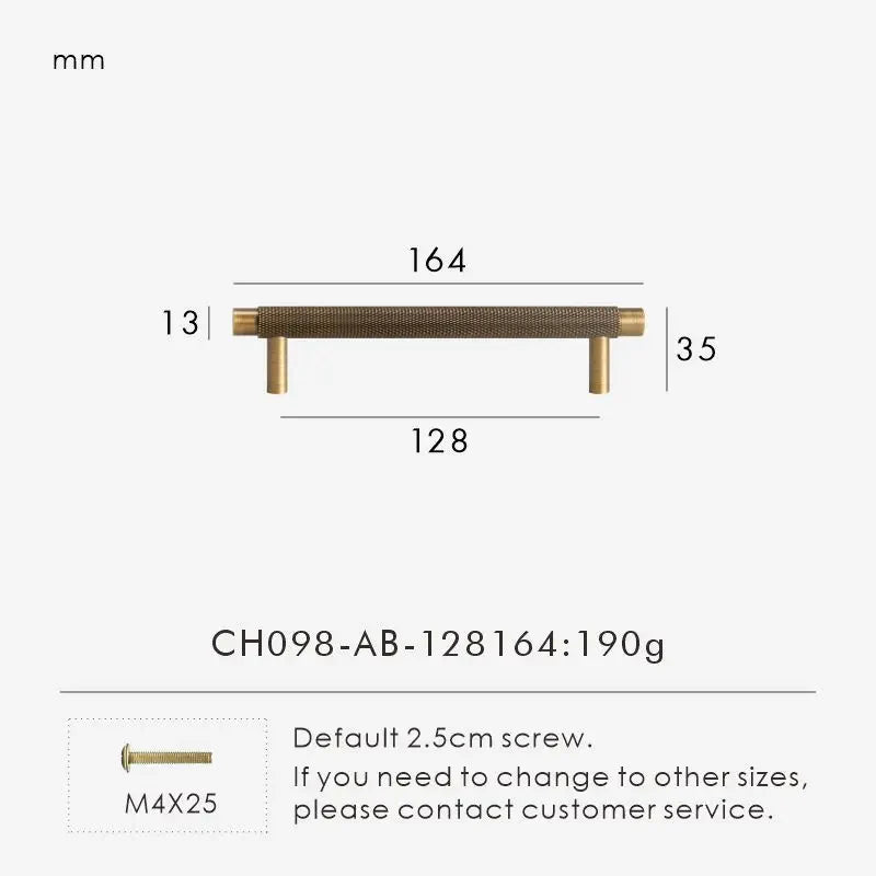 Solid Brass Knurled Handle – Modern T-Bar Cabinet & Drawer Pull
