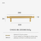 Solid Brass T-Bar Handle – Modern Long Cabinet & Drawer Pull