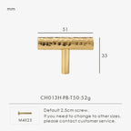 Solid Brass Hammered Handle – Handmade Cabinet & Drawer Pull