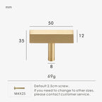 Solid Brass Square Door Pull – Long Cabinet & Appliance Handle