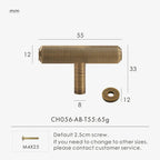 Solid Brass Knurled Handle – Diamond-Cut T-Bar & Long Pull