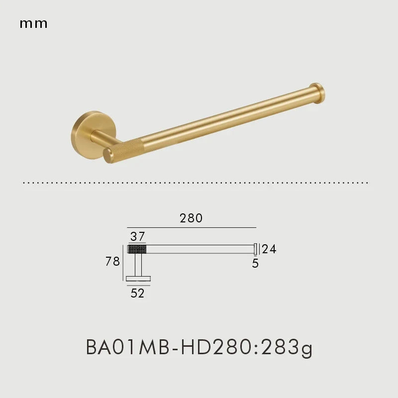 Brass Knurled Bathroom Accessories – Towel Bar, Hooks & Roll Holder Set