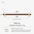 Brass & Wood Handle – Scandinavian T-Bar Pull in Walnut or Beech