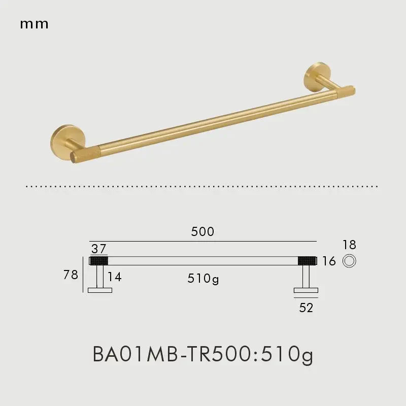 Brass Knurled Bathroom Accessories – Towel Bar, Hooks & Roll Holder Set
