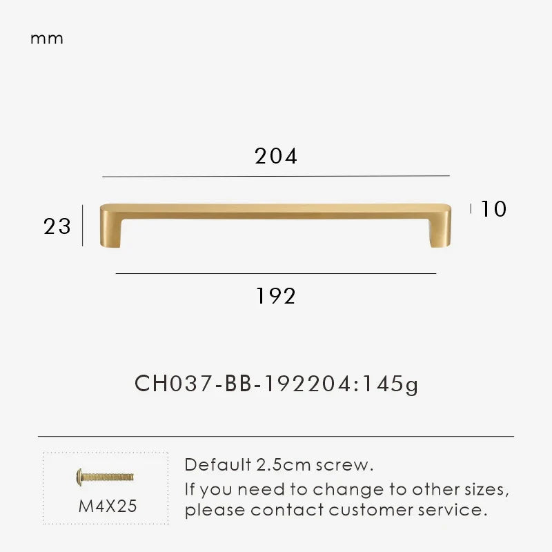 Solid Brass Handle – Simple Gold Cabinet & Drawer Pull