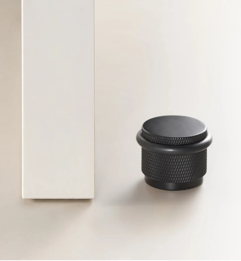 Brass Knurled Door Stopper – Adjustable Height Floor Mount