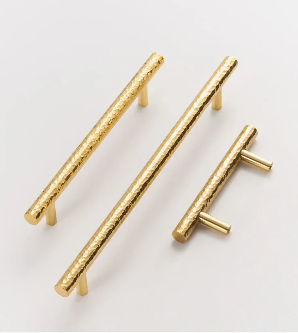 Solid Brass Hammered Handle – Handmade Cabinet & Drawer Pull