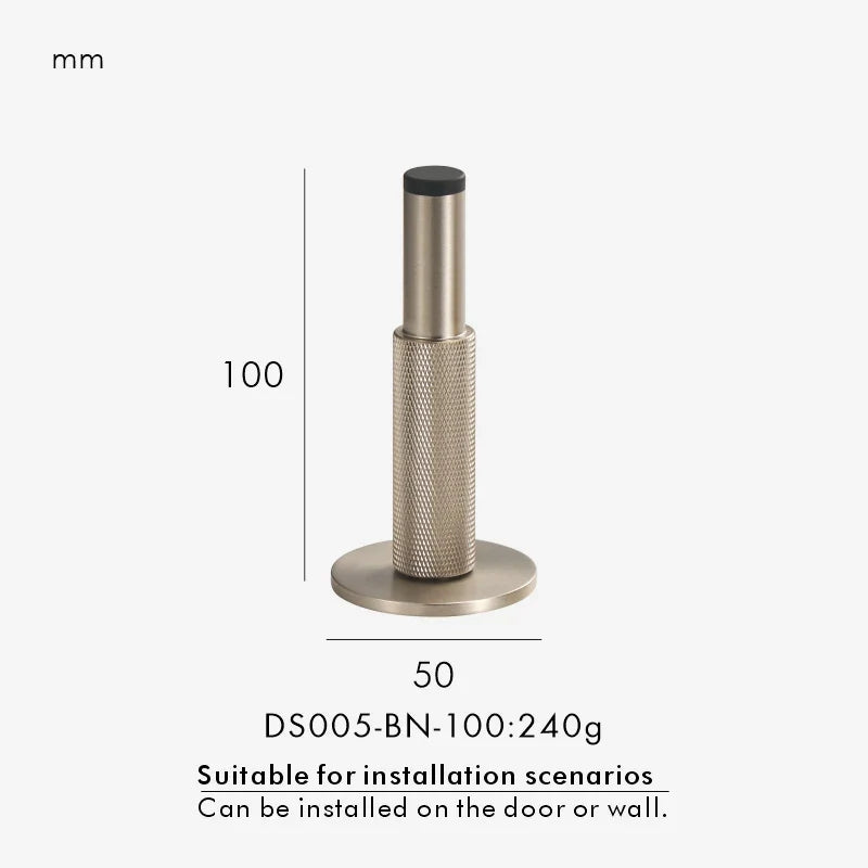 Brass Knurled Door Stopper – Heavy-Duty Floor & Wall Mount