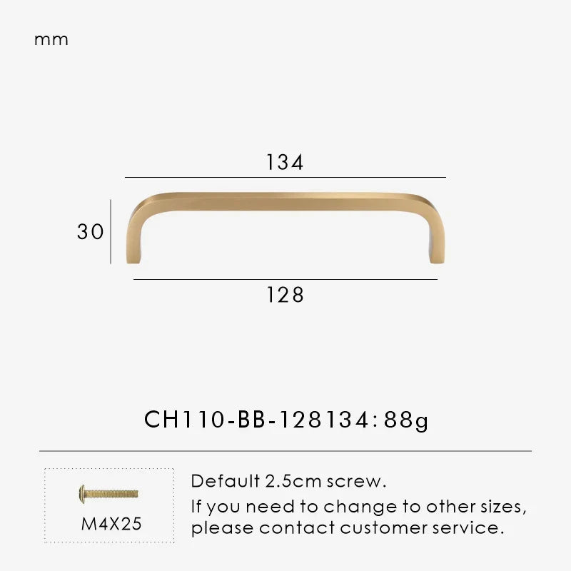 Solid Brass Bent Handle – Simple Modern Cabinet & Drawer Pull