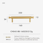 Solid Brass T-Bar Handle – Modern Long Cabinet & Drawer Pull