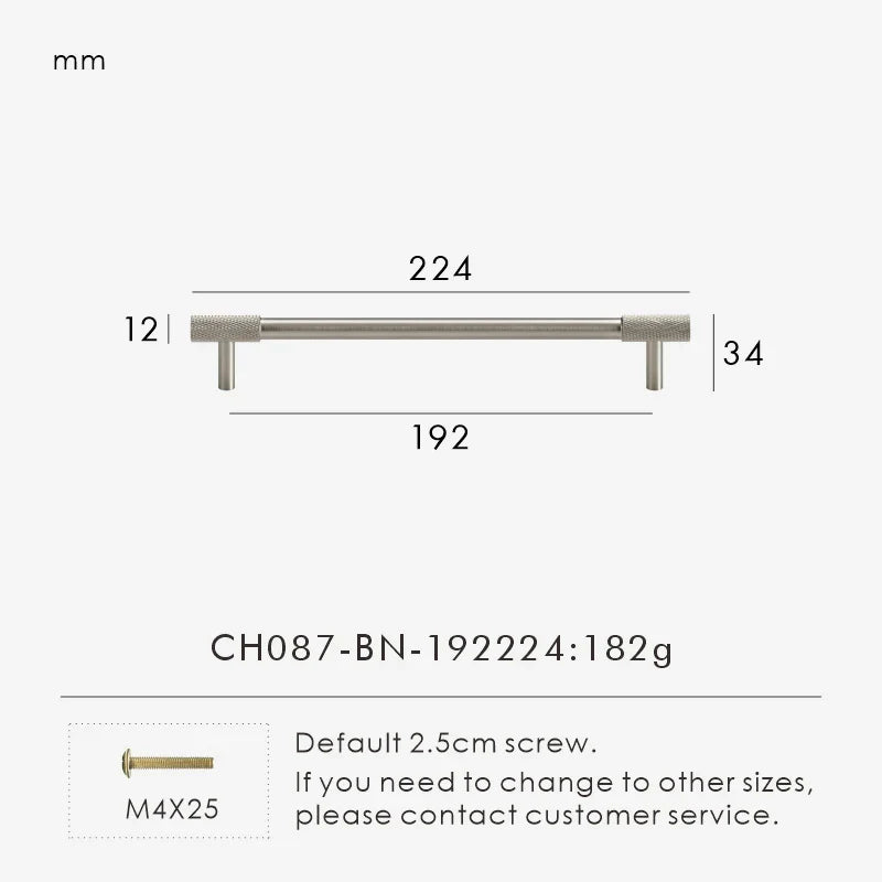 Solid Brass Knurled Knob – Brushed Nickel Luxury Cabinet Handle