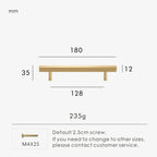 Solid Brass Square Door Pull – Long Cabinet & Appliance Handle