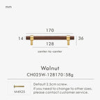 Brass & Wood Handle – Scandinavian T-Bar Pull in Walnut or Beech