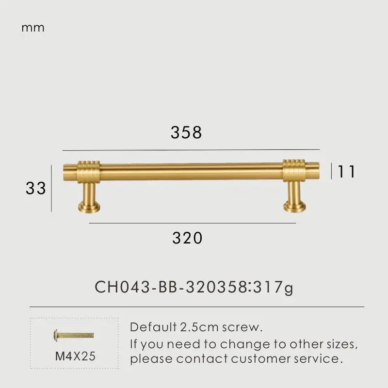 Solid Brass Rope Design Handle – Vintage T-Bar Cabinet & Drawer Pull