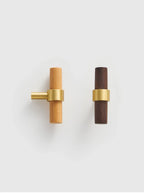 Brass & Wood Handle – Scandinavian T-Bar Pull in Walnut or Beech