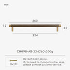 Solid Brass Knurled Handle – Modern T-Bar Cabinet & Drawer Pull