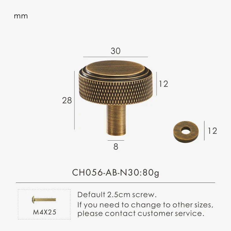 Solid Brass Knurled Handle – Diamond-Cut T-Bar & Long Pull