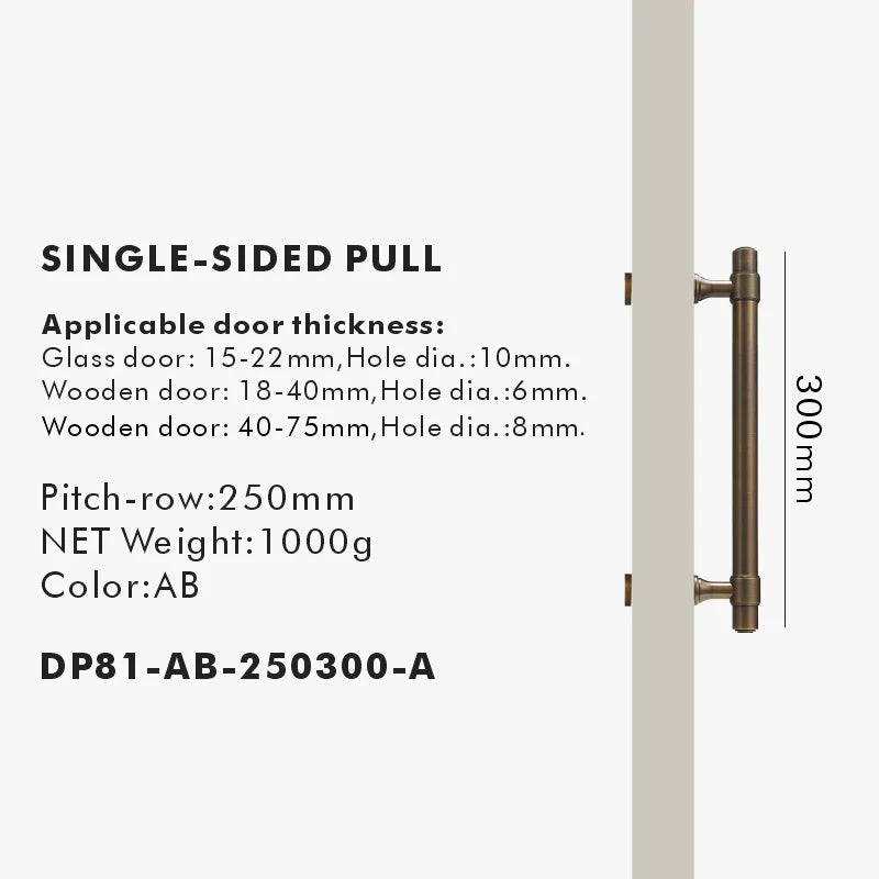 Solid Brass Door Pull Handle – Classical Style for Cabinets & Doors