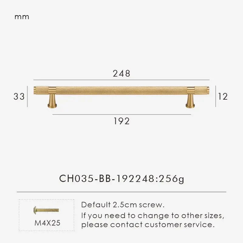 Brass Cross Knurled Handle – Diamond-Cut T-Bar Cabinet & Drawer Pull