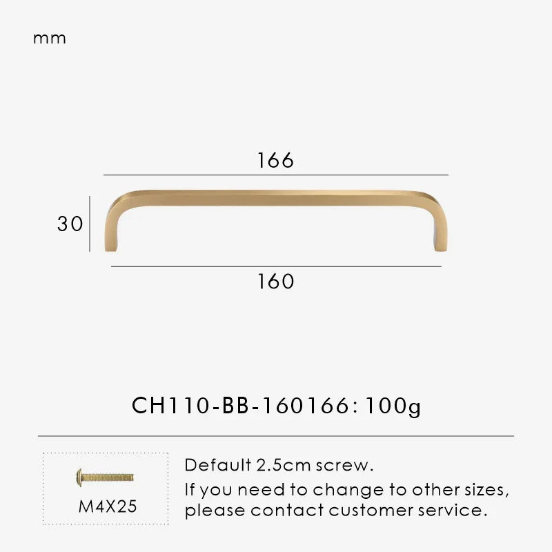 Solid Brass Bent Handle – Simple Modern Cabinet & Drawer Pull