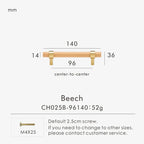 Brass & Wood Handle – Scandinavian T-Bar Pull in Walnut or Beech