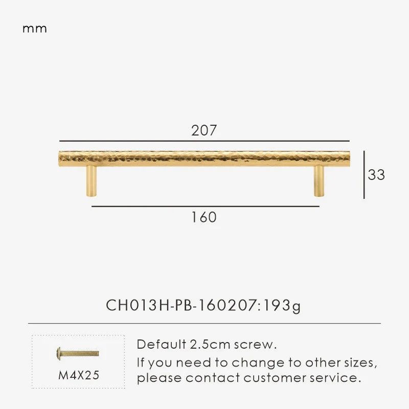 Solid Brass Hammered Handle – Handmade Cabinet & Drawer Pull