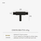 Solid Brass Knurled Handle – Modern T-Bar Cabinet & Drawer Pull