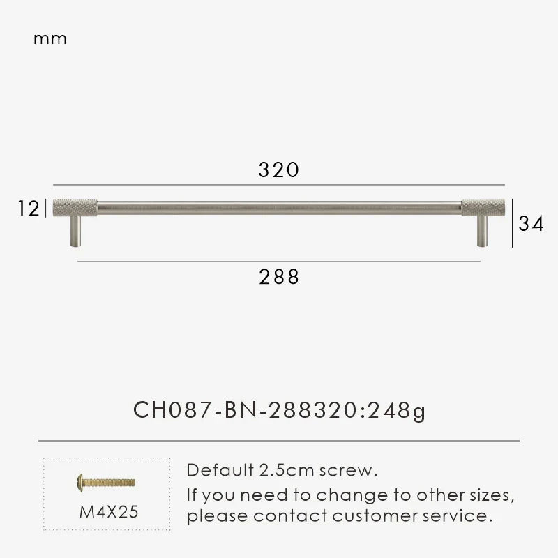 Solid Brass Knurled Knob – Brushed Nickel Luxury Cabinet Handle