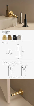 Brass Door Stopper – Floor & Wall Mount Holder in Antique or Matte Black Finish