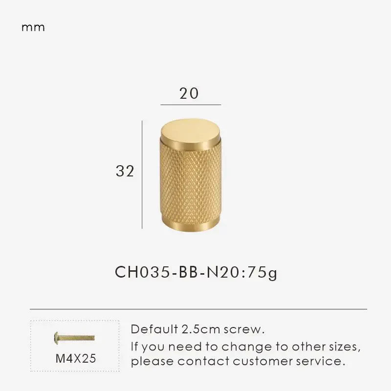 Brass Cross Knurled Handle – Diamond-Cut T-Bar Cabinet & Drawer Pull