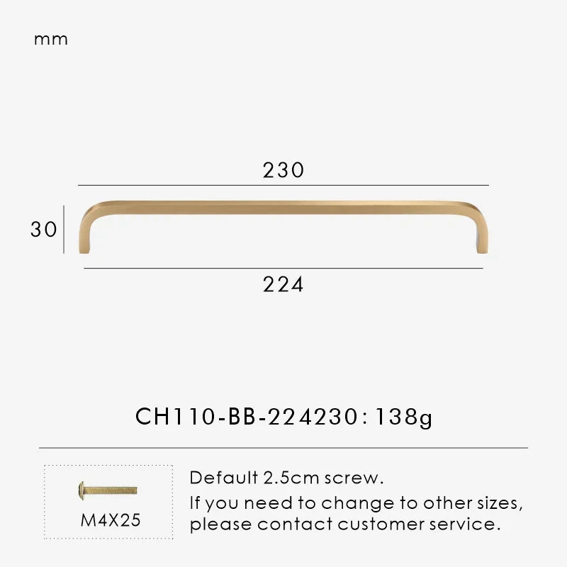 Solid Brass Bent Handle – Simple Modern Cabinet & Drawer Pull