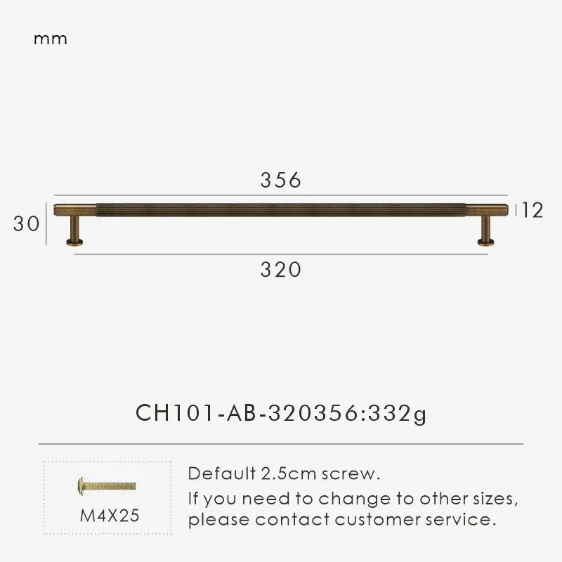 Solid Brass Linear Handle & Knob Set – Modern Textured Cabinet Pulls
