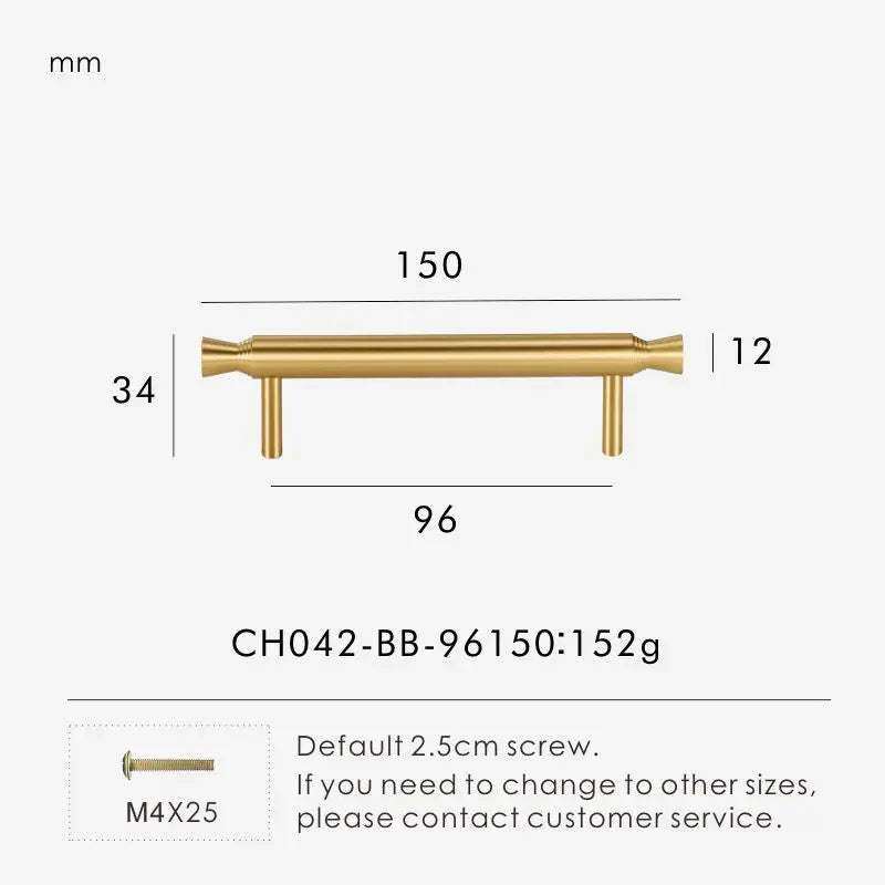Solid Brass T-Bar Handle – Modern Long Cabinet & Drawer Pull