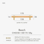 Brass & Wood Handle – Scandinavian T-Bar Pull in Walnut or Beech